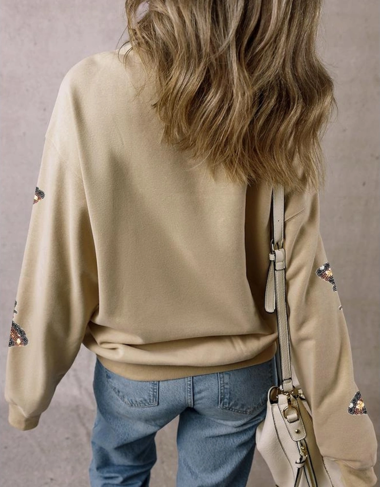 Parchment Shimmering Turkey Pattern Thanksgiving Holiday Sweatshirt