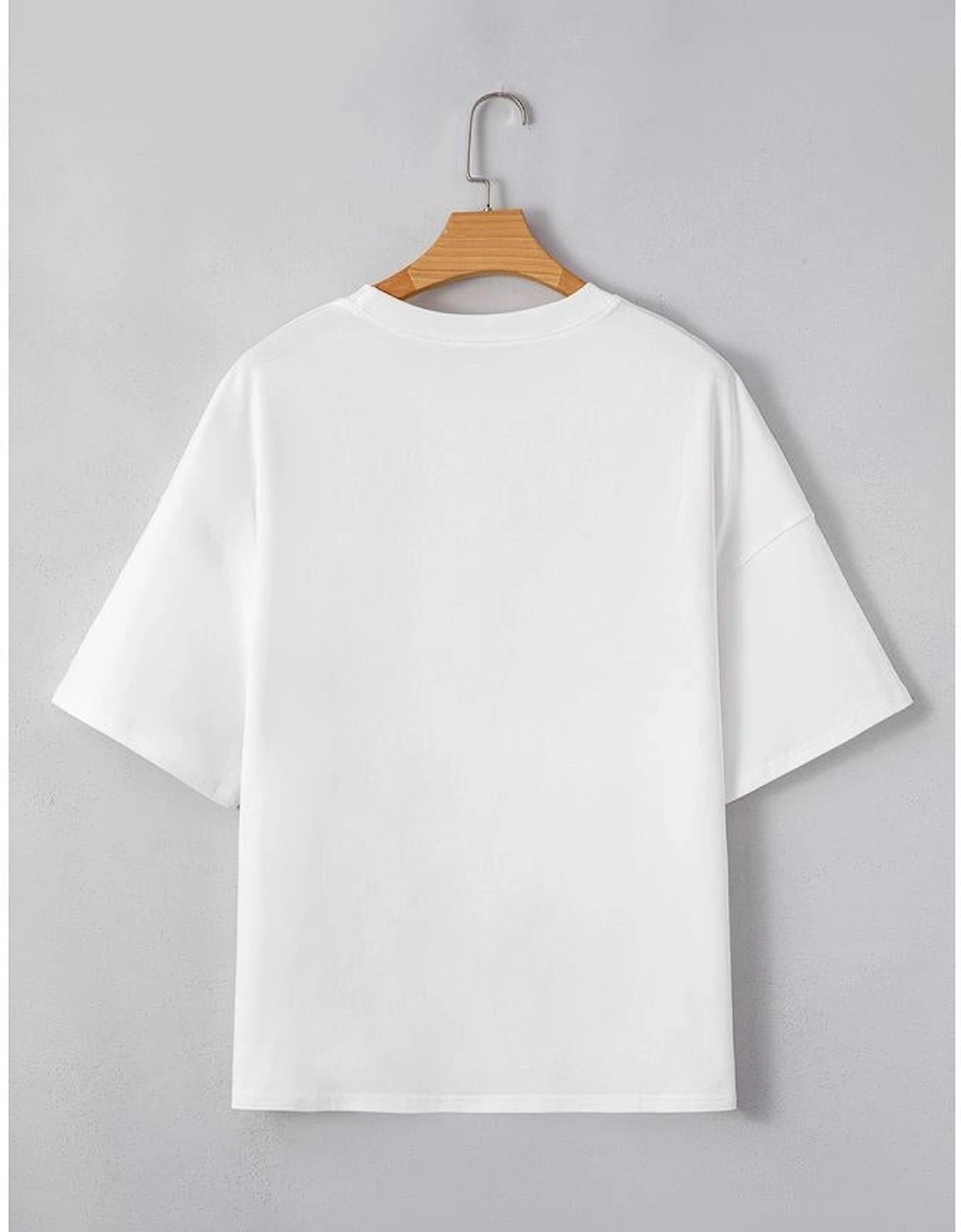 White Star Layered Patched Graphic Drop Shoulder Half Sleeve Loose Tee