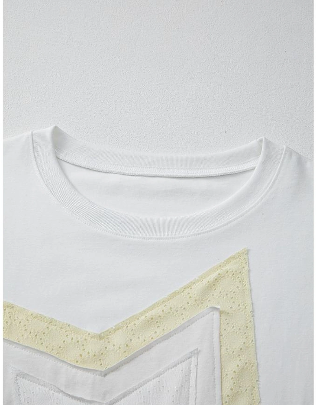 White Star Layered Patched Graphic Drop Shoulder Half Sleeve Loose Tee