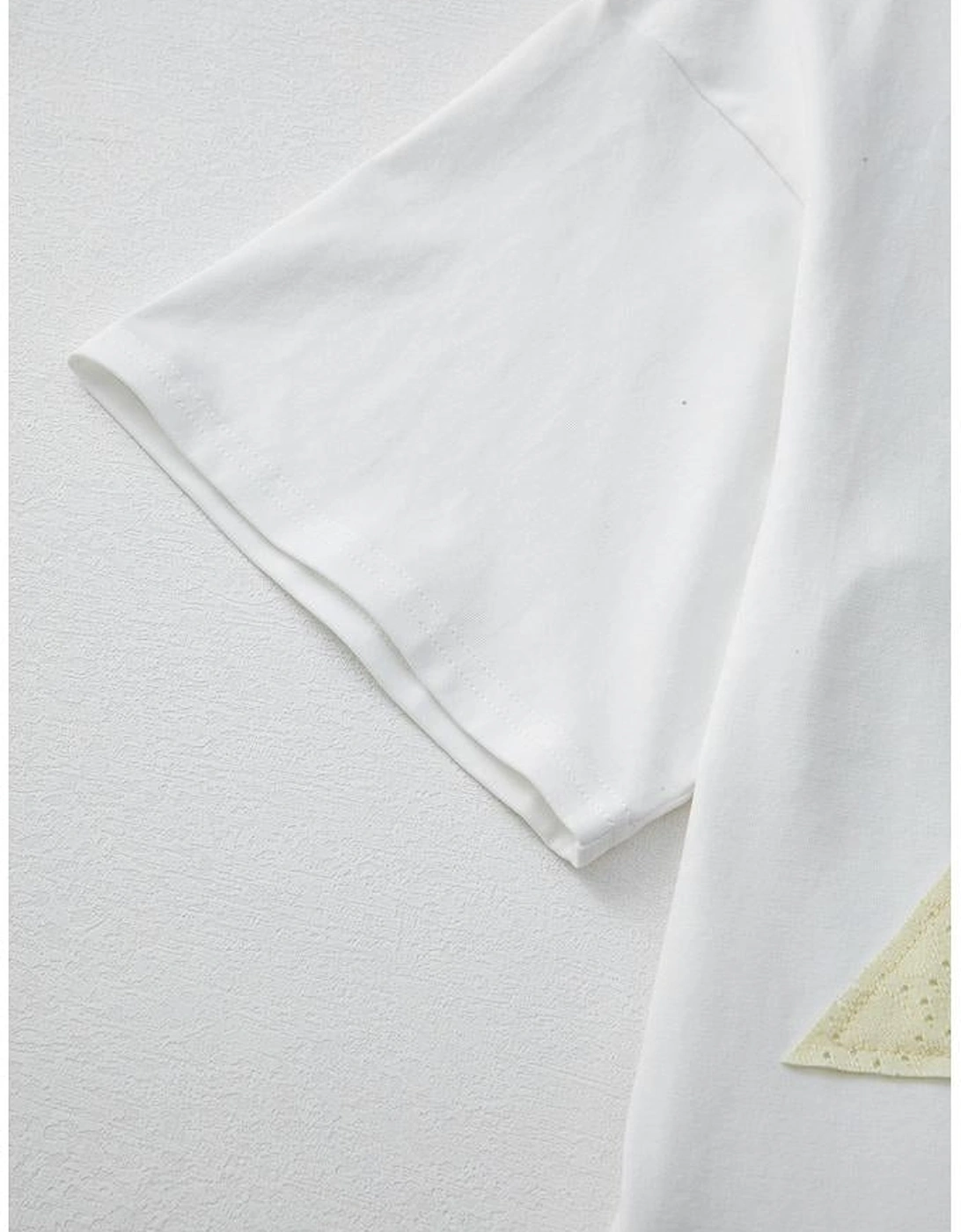 White Star Layered Patched Graphic Drop Shoulder Half Sleeve Loose Tee