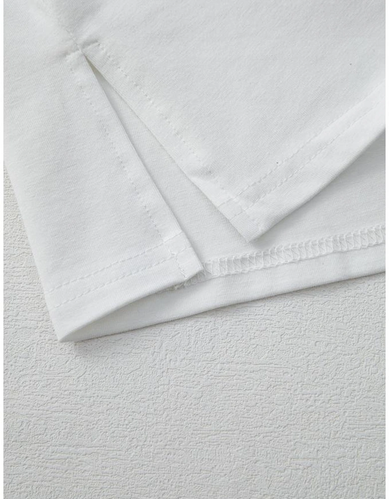 White Star Layered Patched Graphic Drop Shoulder Half Sleeve Loose Tee