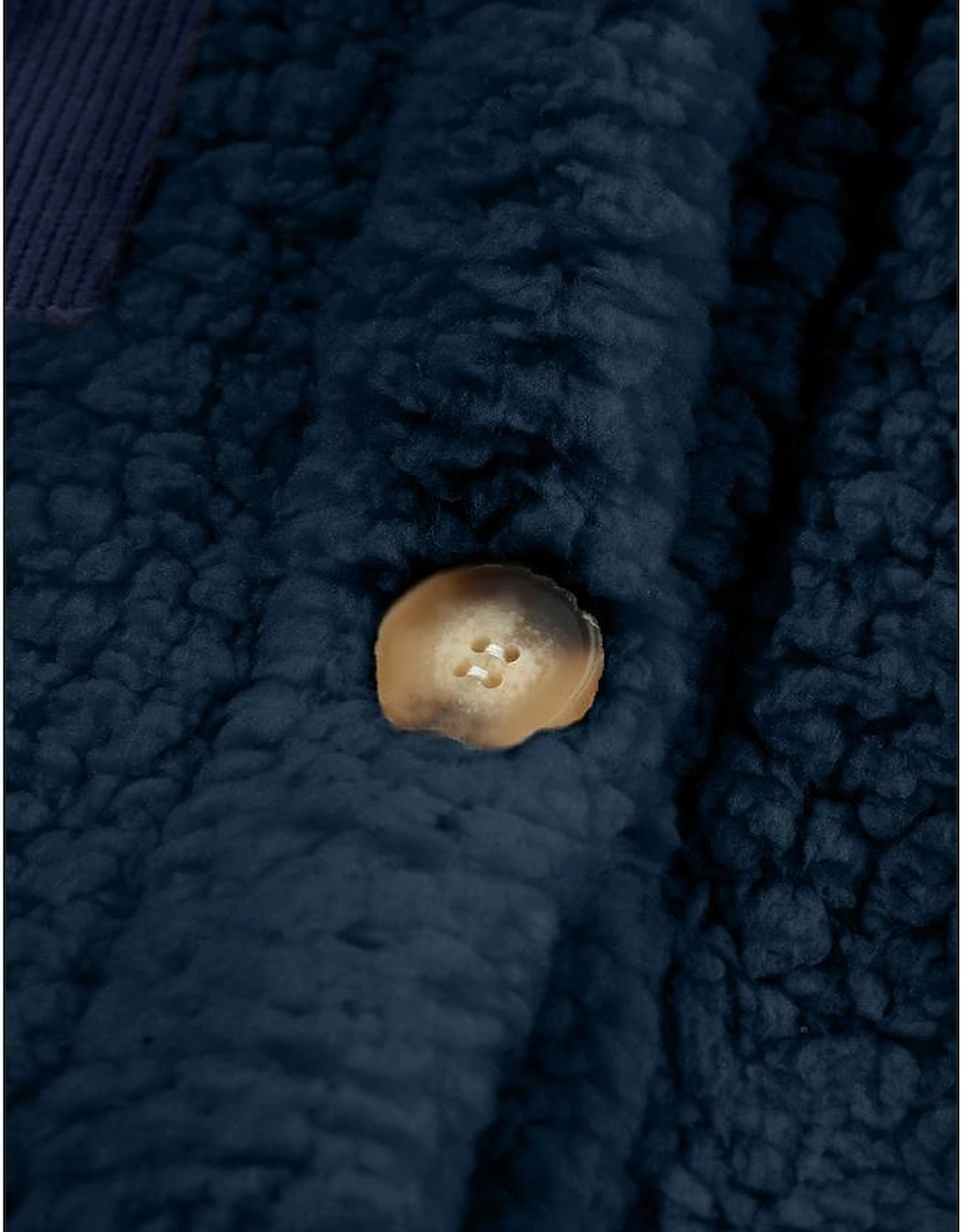 Blue Contrast Flap Pocket Single Breasted Teddy Coat