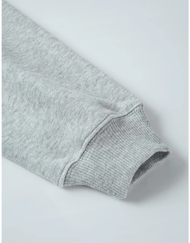 Light Grey Solid Loose Crew Neck Fleece Sweatshirt