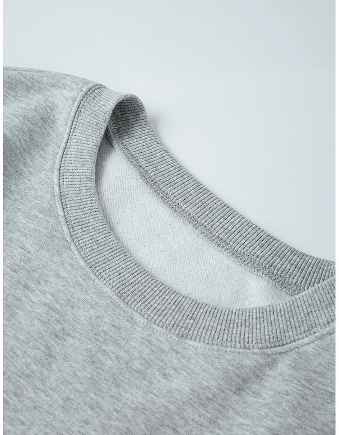 Light Grey Solid Loose Crew Neck Fleece Sweatshirt