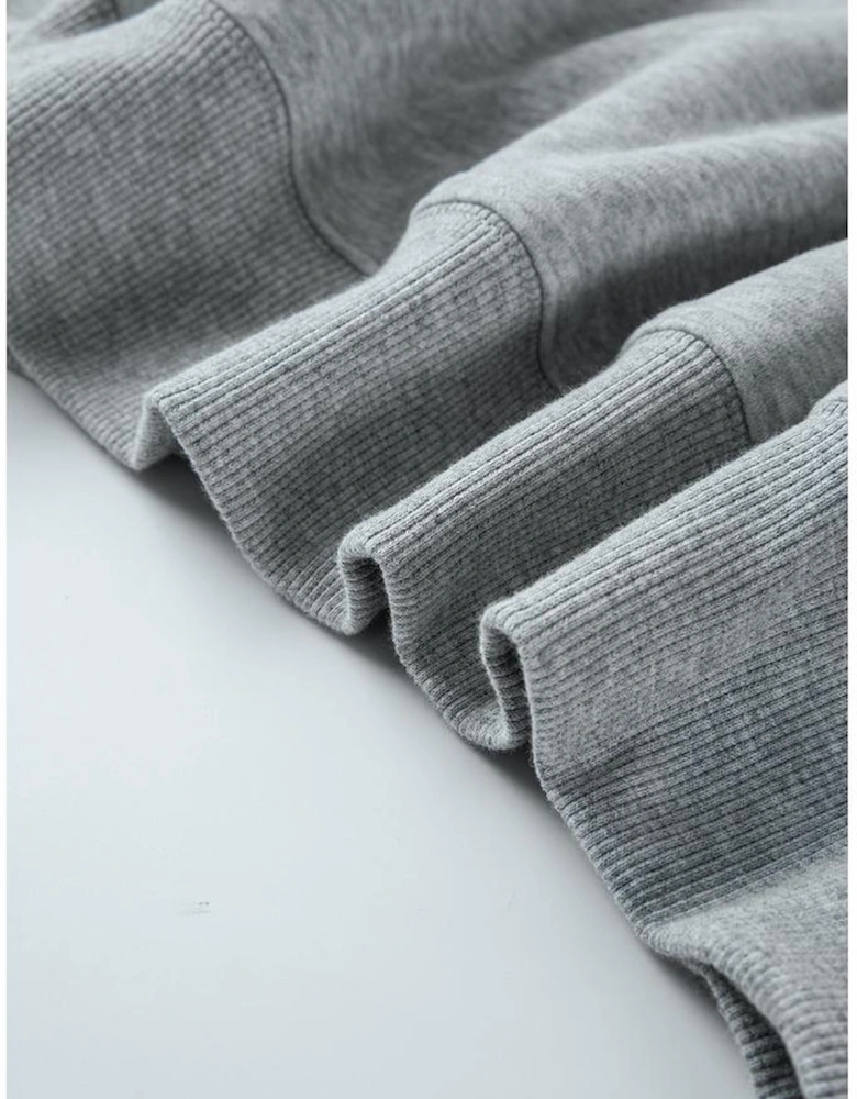 Light Grey Solid Loose Crew Neck Fleece Sweatshirt