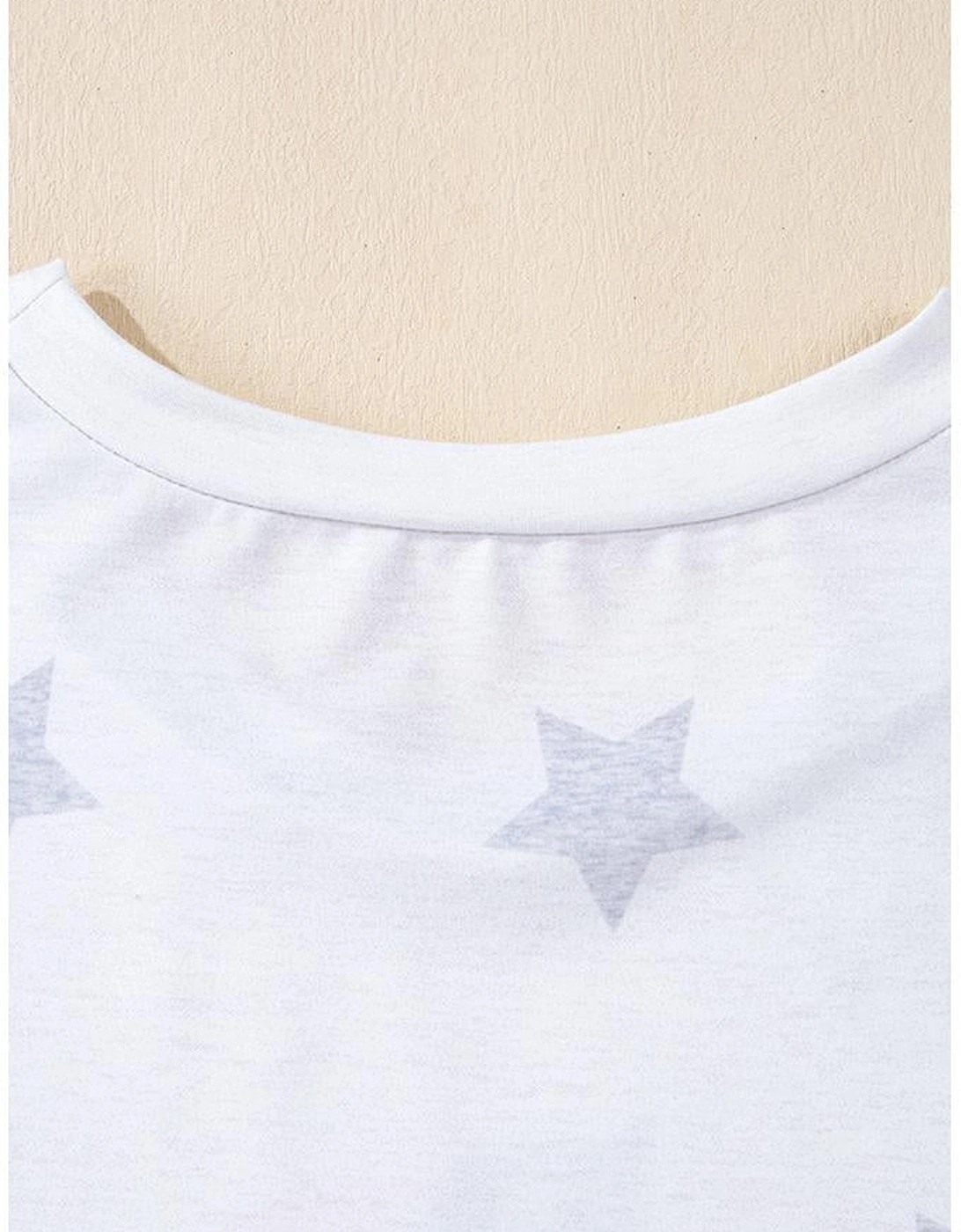 Khaki Patriotic Flag Bow Graphic Starry Round Neck T Shirt
