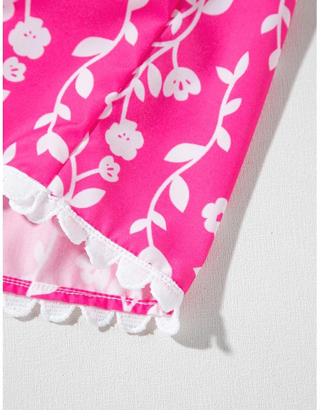 Pink Floral Print Ric Rac Patched Sleeveless Mini Dress