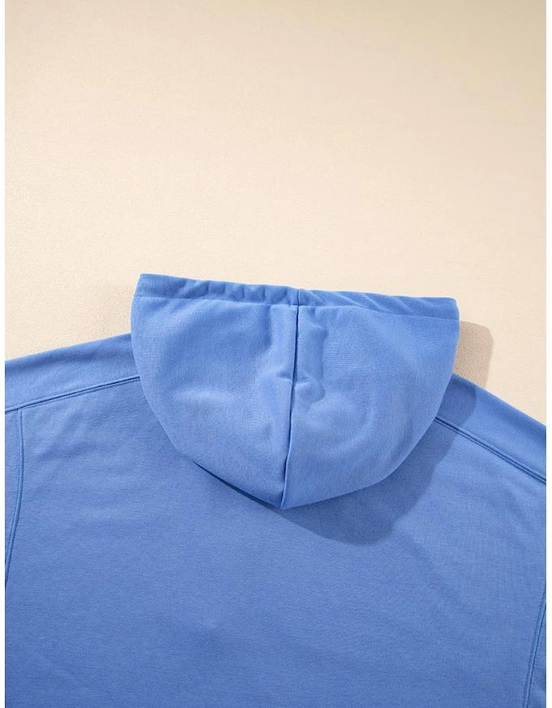 Sky Blue Casual Zipped Short Sleeve Hoodie and Shorts Set