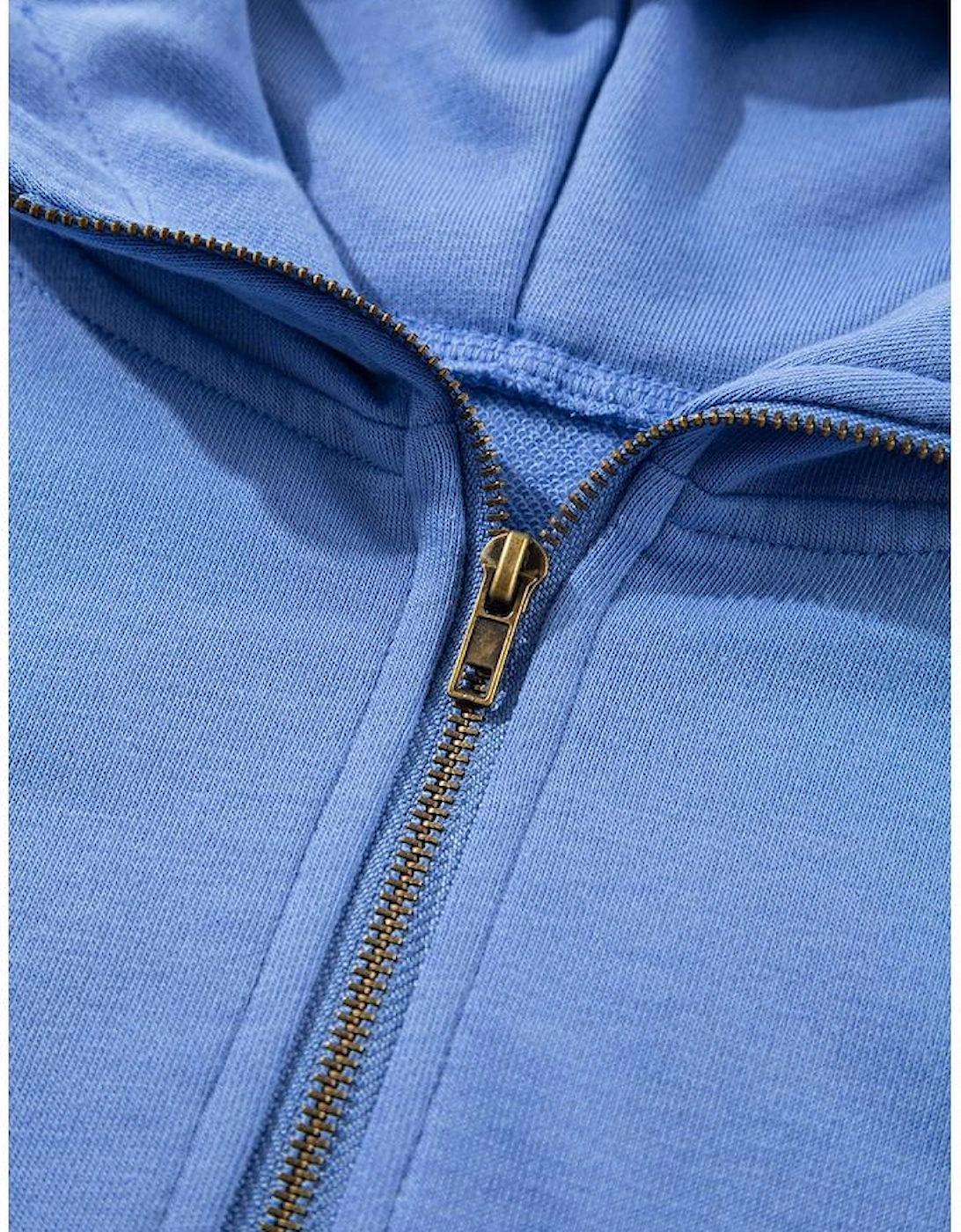 Sky Blue Casual Zipped Short Sleeve Hoodie and Shorts Set