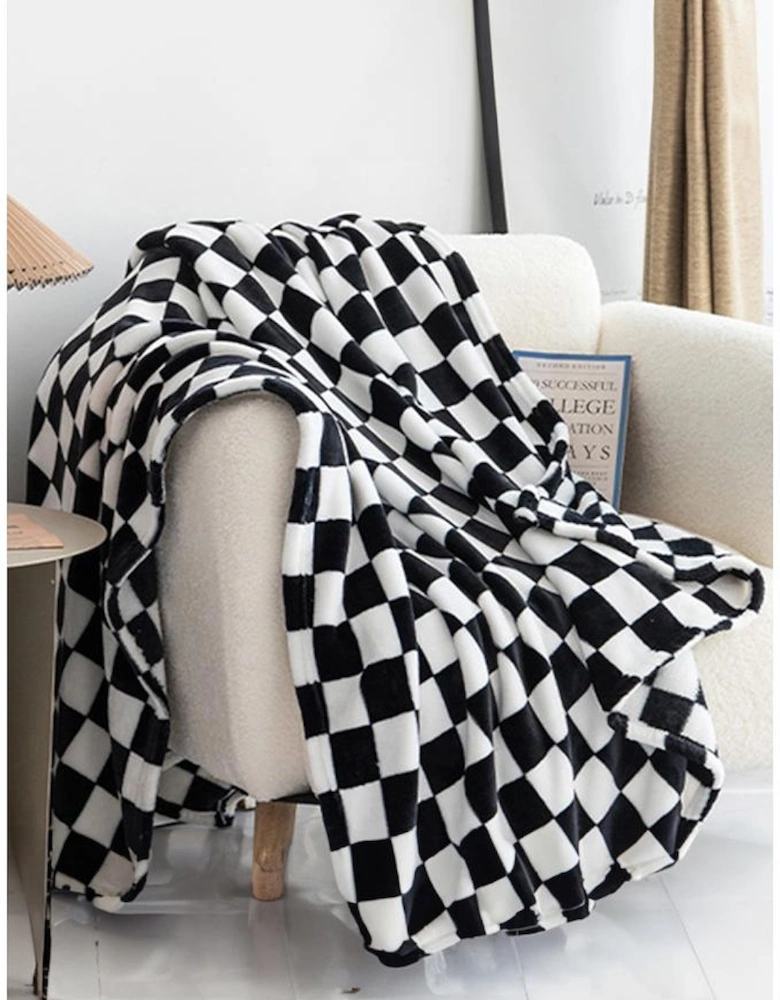 Color black Checkerboard Printed Soft Throw Blanket 120*200cm