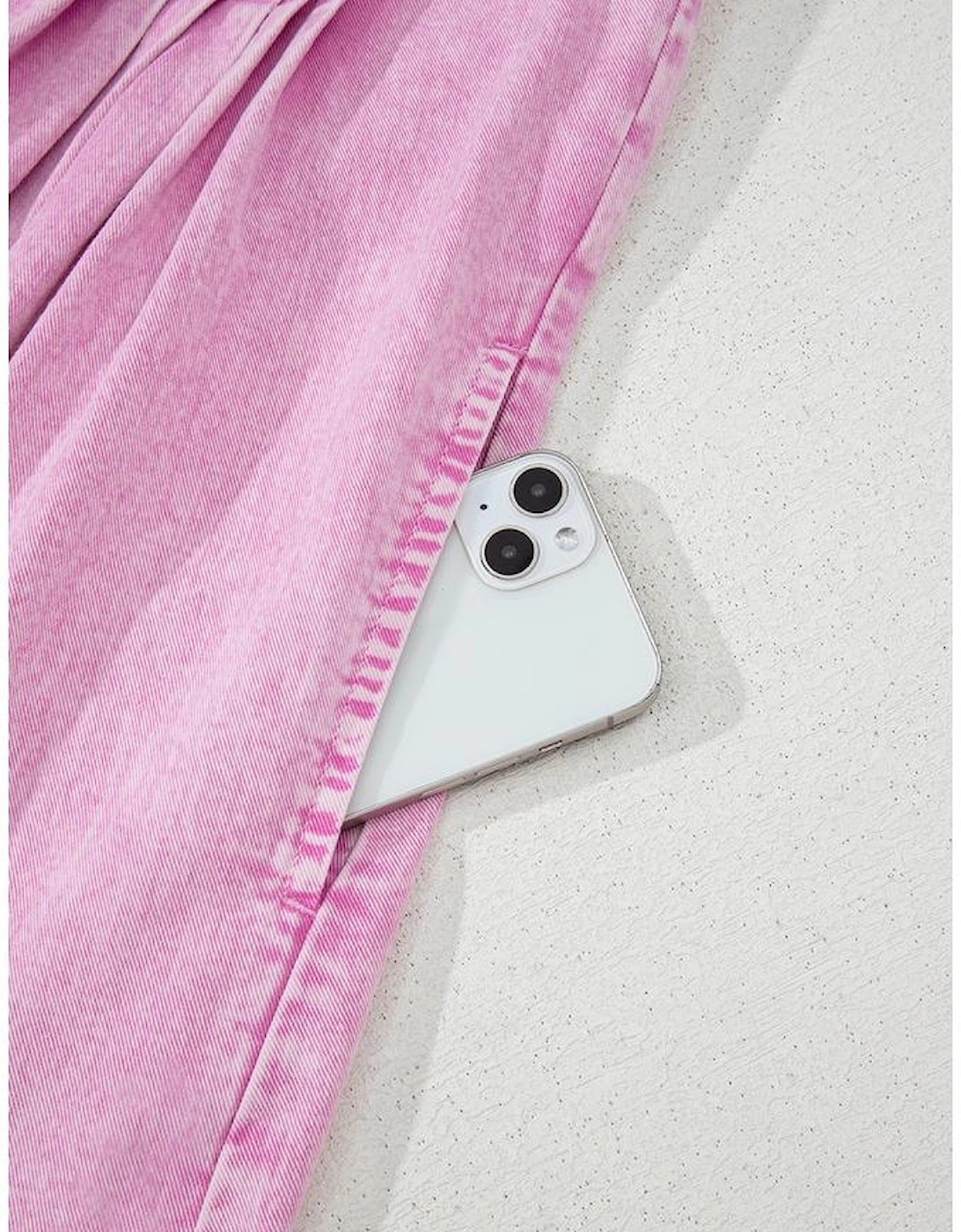 Bonbon Mineral Wash Pleated Bust V Neck Sleeveless Denim Romper