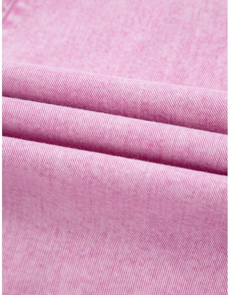 Bonbon Mineral Wash Pleated Bust V Neck Sleeveless Denim Romper