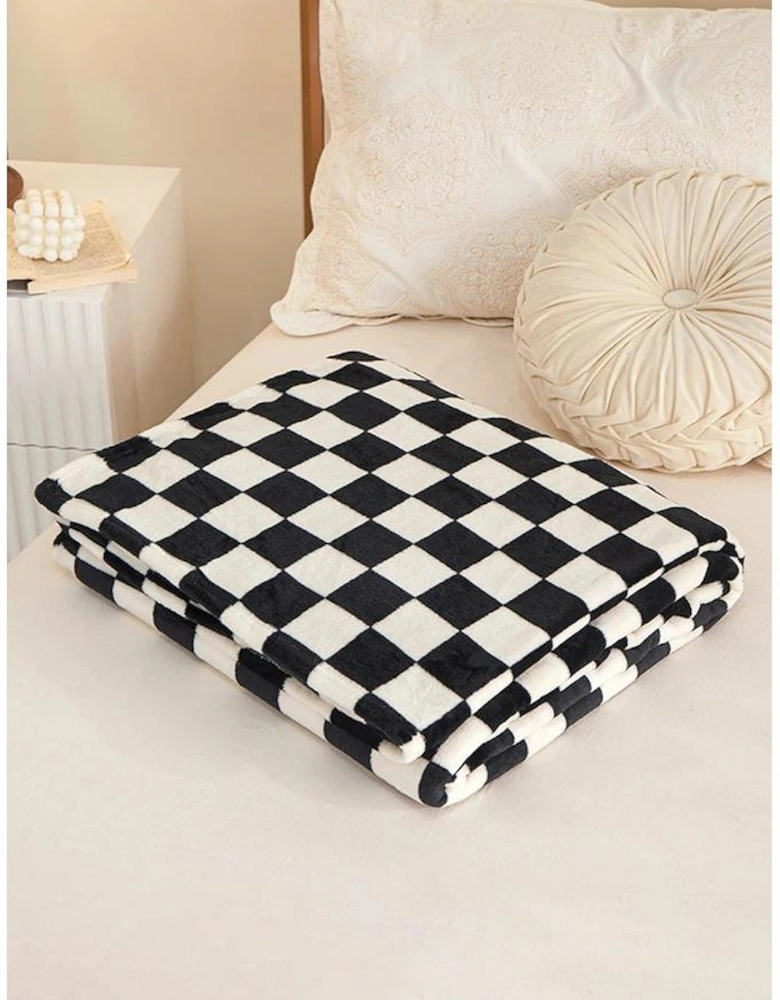 Color black Checkerboard Printed Soft Throw Blanket 120*200cm