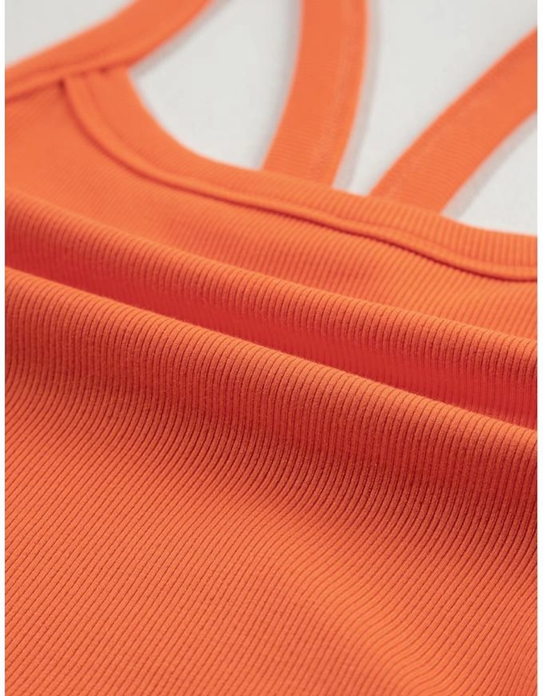 Grapefruit Orange Athletic Ribbed Cropped Cami Top