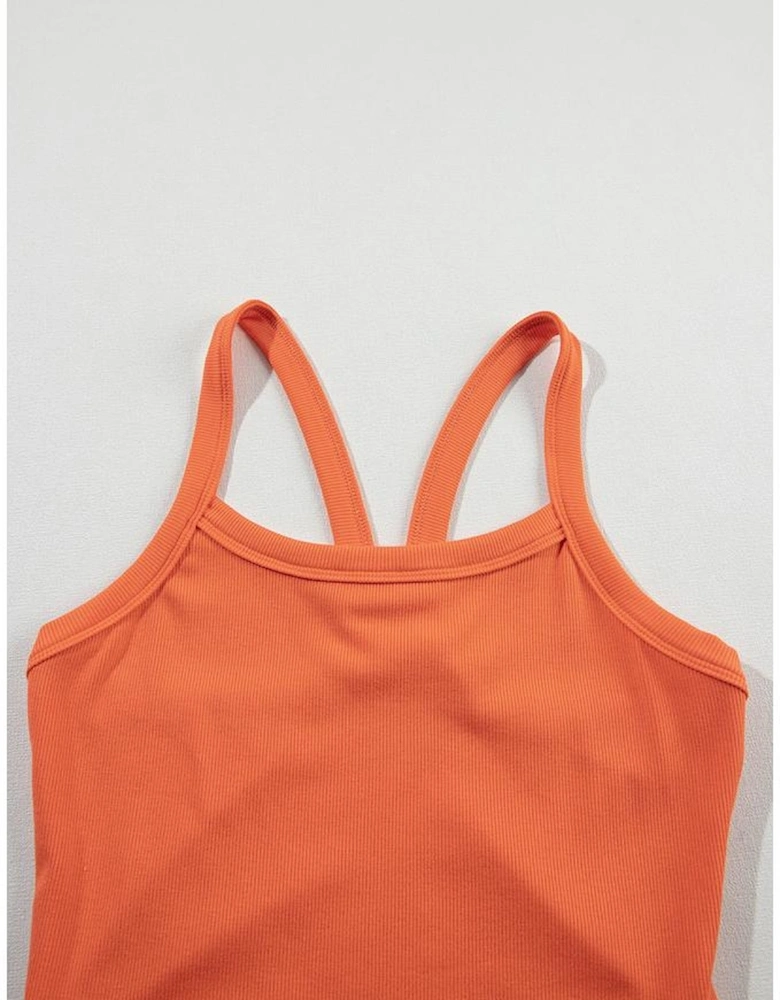 Grapefruit Orange Athletic Ribbed Cropped Cami Top