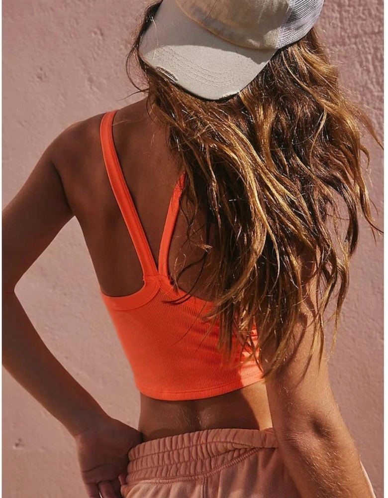 Grapefruit Orange Athletic Ribbed Cropped Cami Top