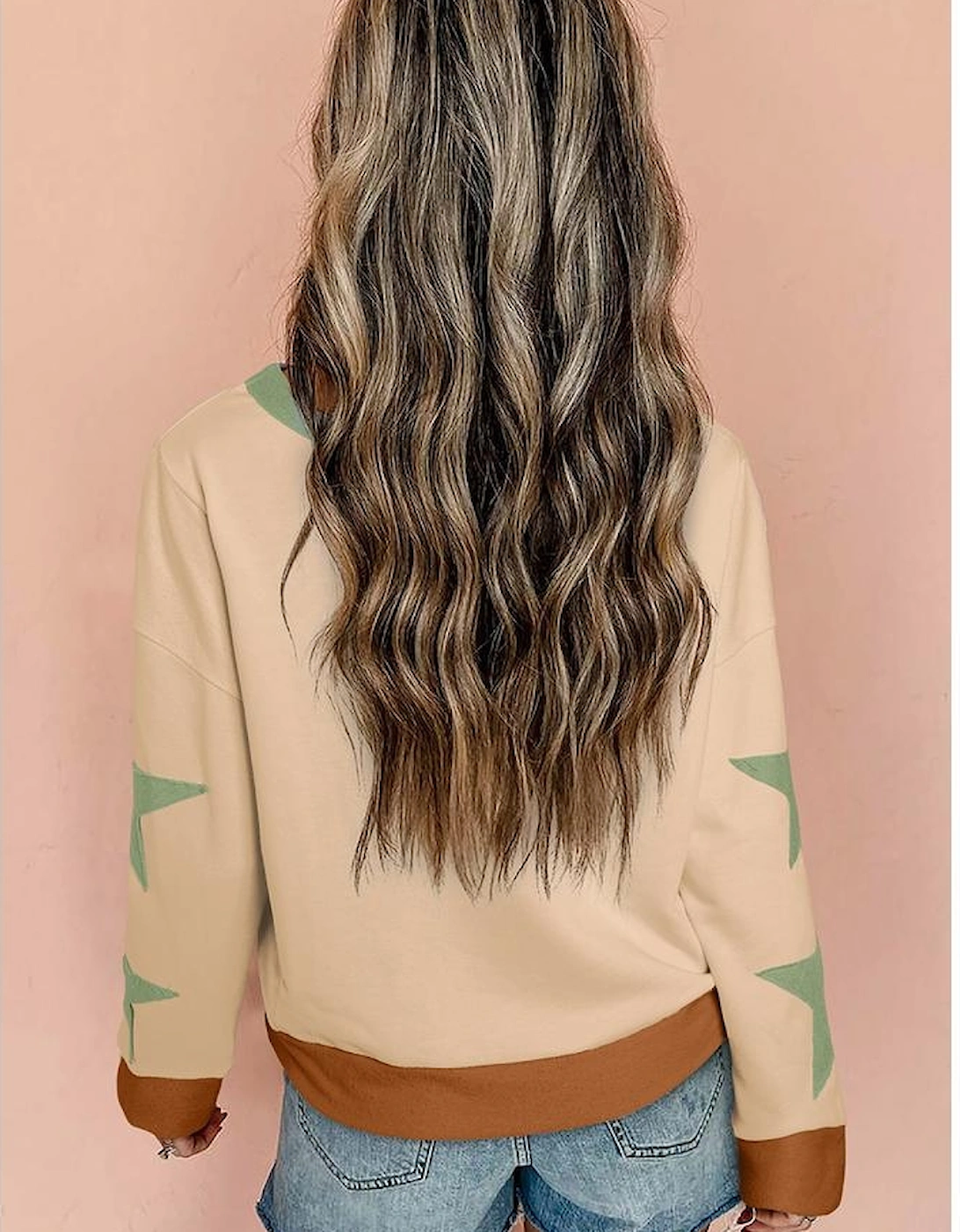 Parchment Star Patchwork Exposed Seam Oversized Sweatshirt, 11 of 10