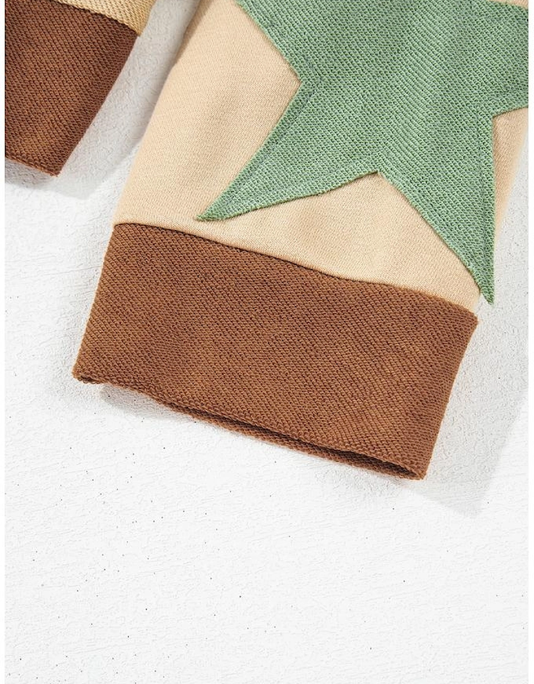 Parchment Star Patchwork Exposed Seam Oversized Sweatshirt