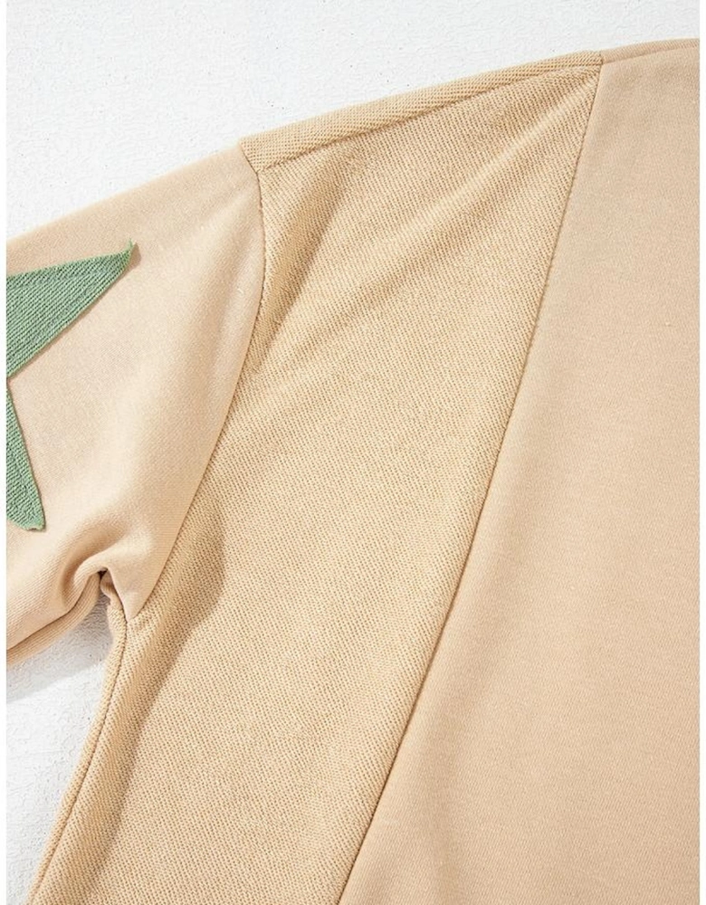 Parchment Star Patchwork Exposed Seam Oversized Sweatshirt