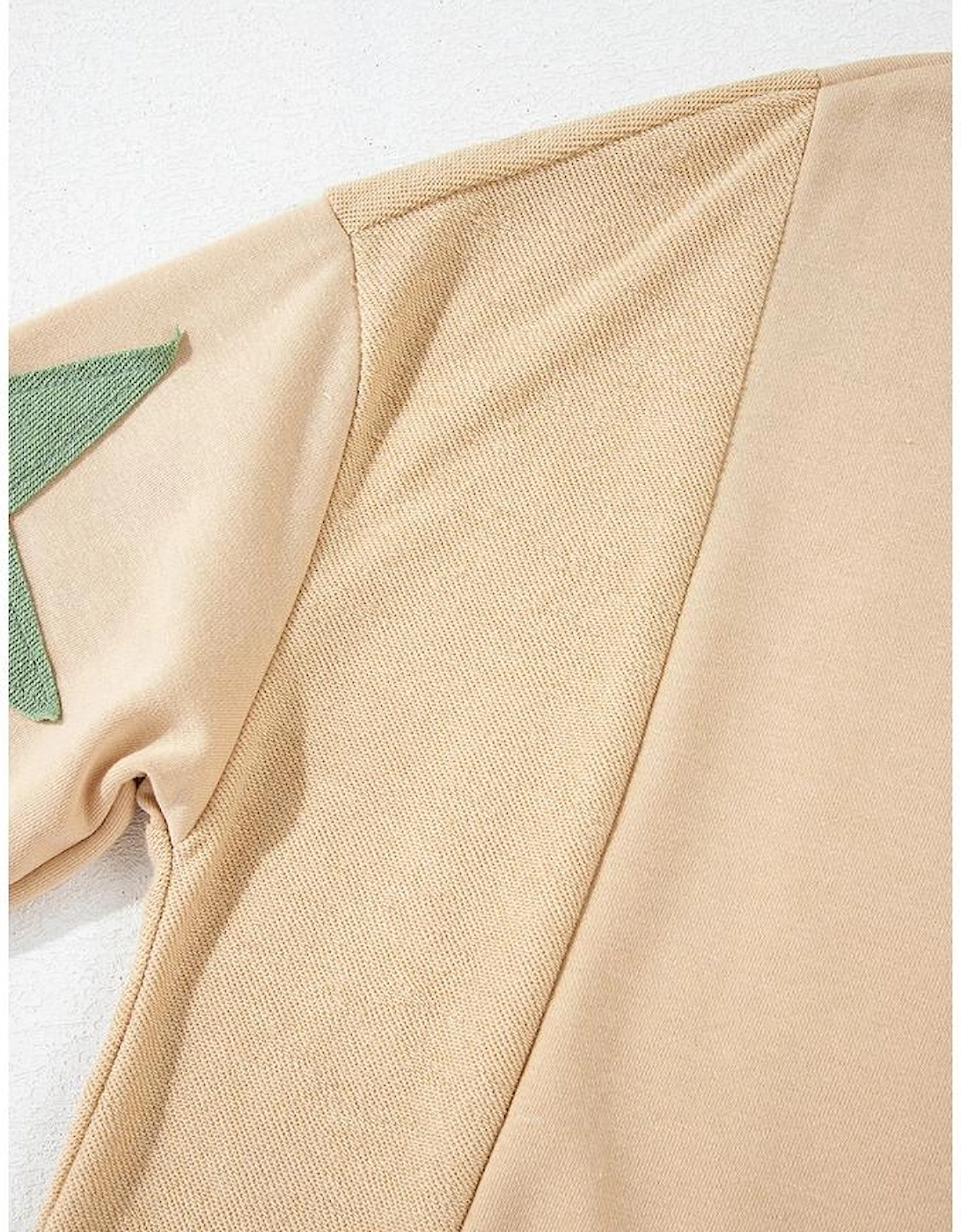 Parchment Star Patchwork Exposed Seam Oversized Sweatshirt
