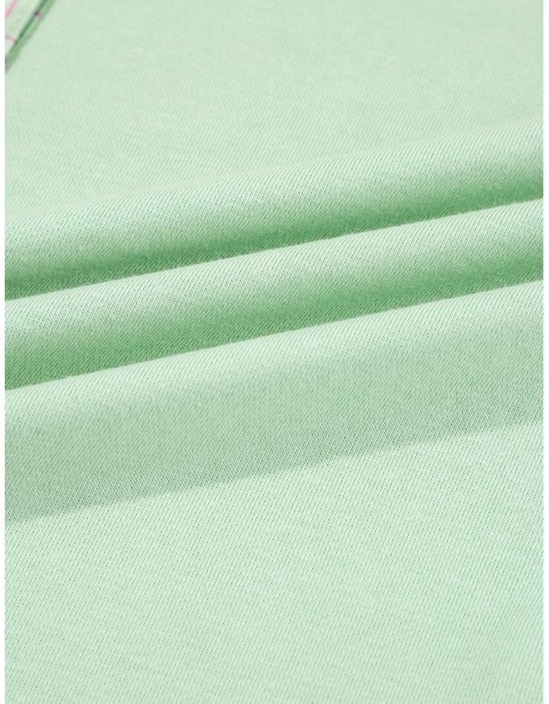 Clearly Aqua Lace Floral Patchwork Half Button Hooded Pullover