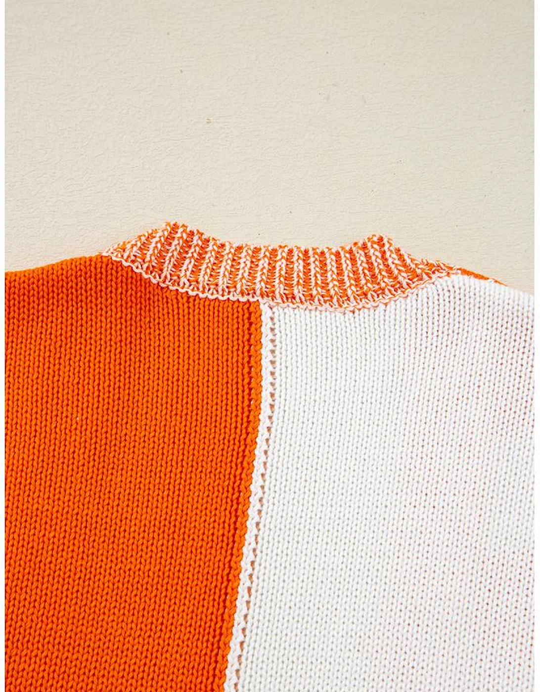 Orange Checkered Open Front Drop Shoulder Cardigan