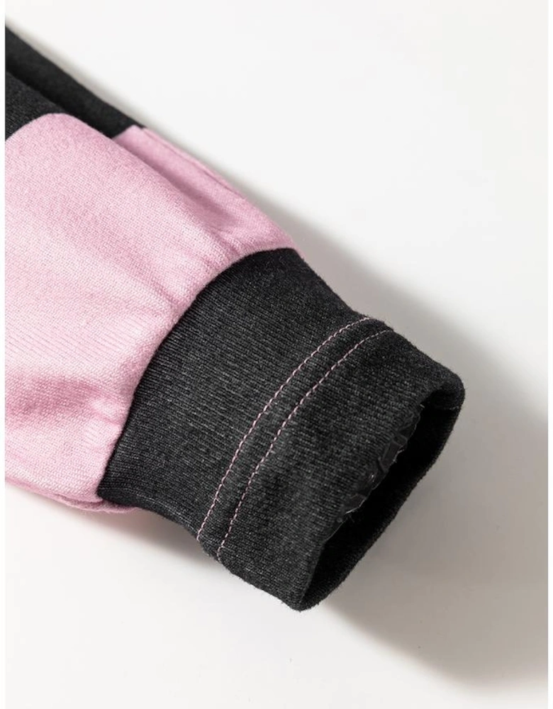 Pink Stripe Color Block Number 22 Print Game Day Loose Long Sleeve Top