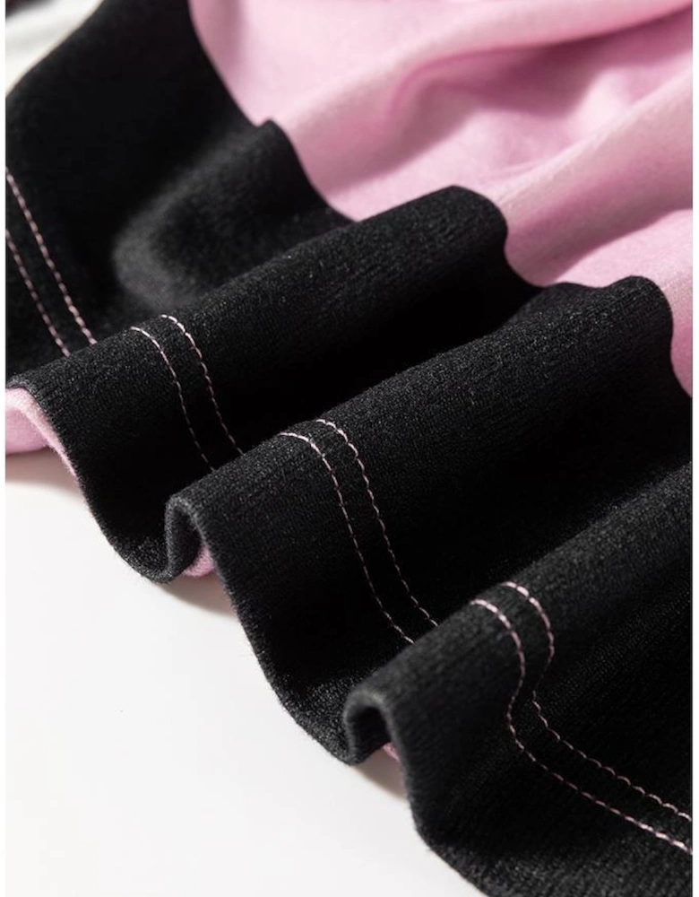 Pink Stripe Color Block Number 22 Print Game Day Loose Long Sleeve Top