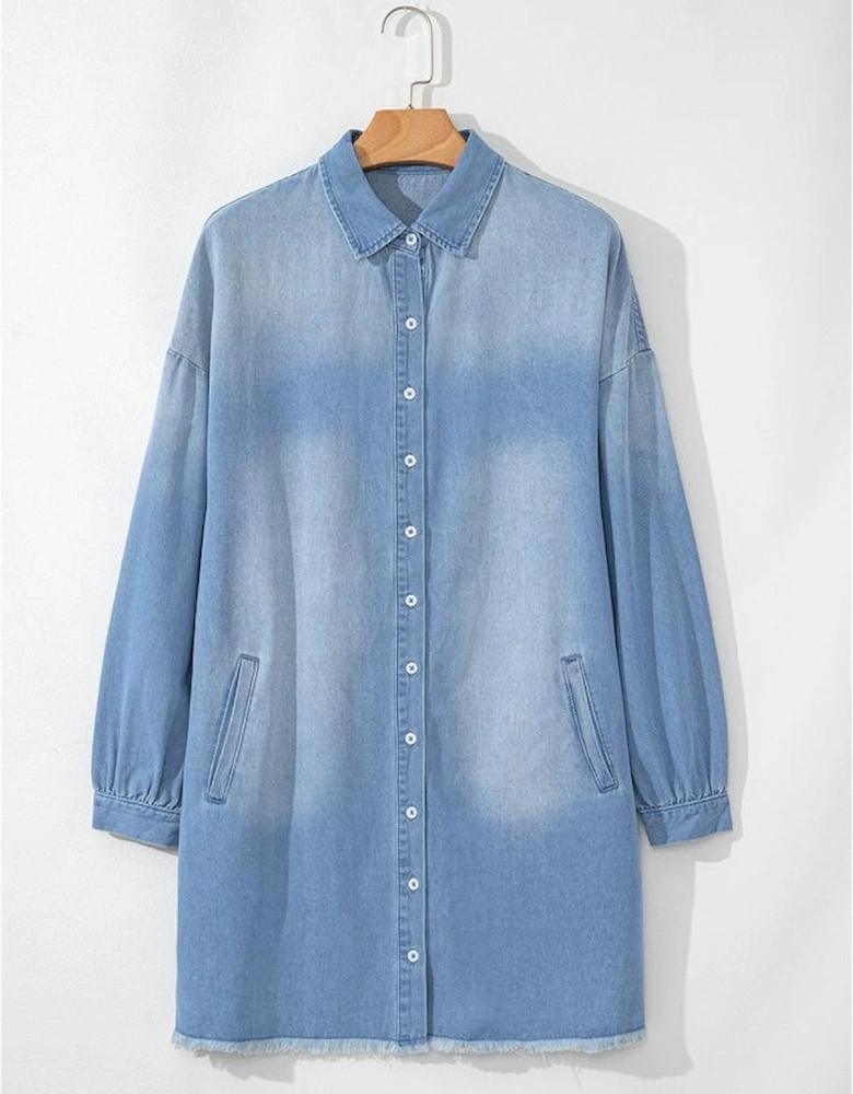 Beau Blue Risen Medium Washed Denim Shirt Dress