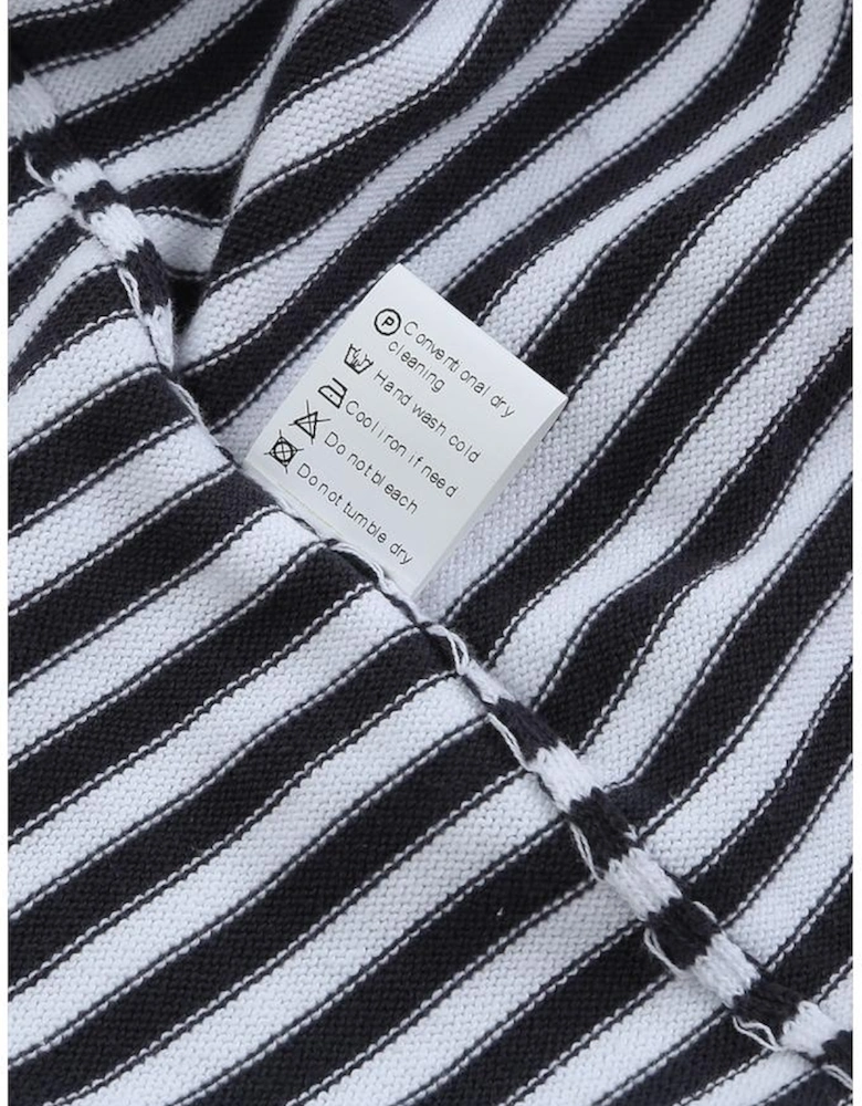 Contrast Trimmed Striped Drop Shoulder Sweater