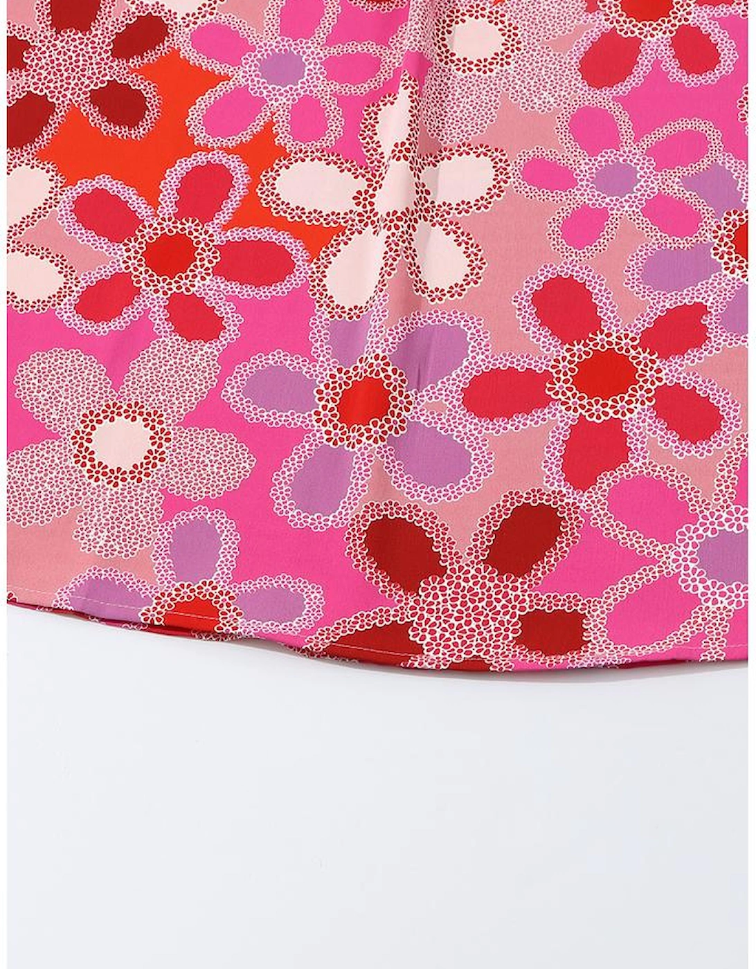 Rose Embroidered Detail Floral Print Ruffle Trim Tank Top