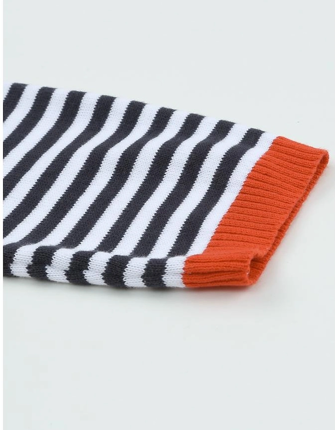 Contrast Trimmed Striped Drop Shoulder Sweater