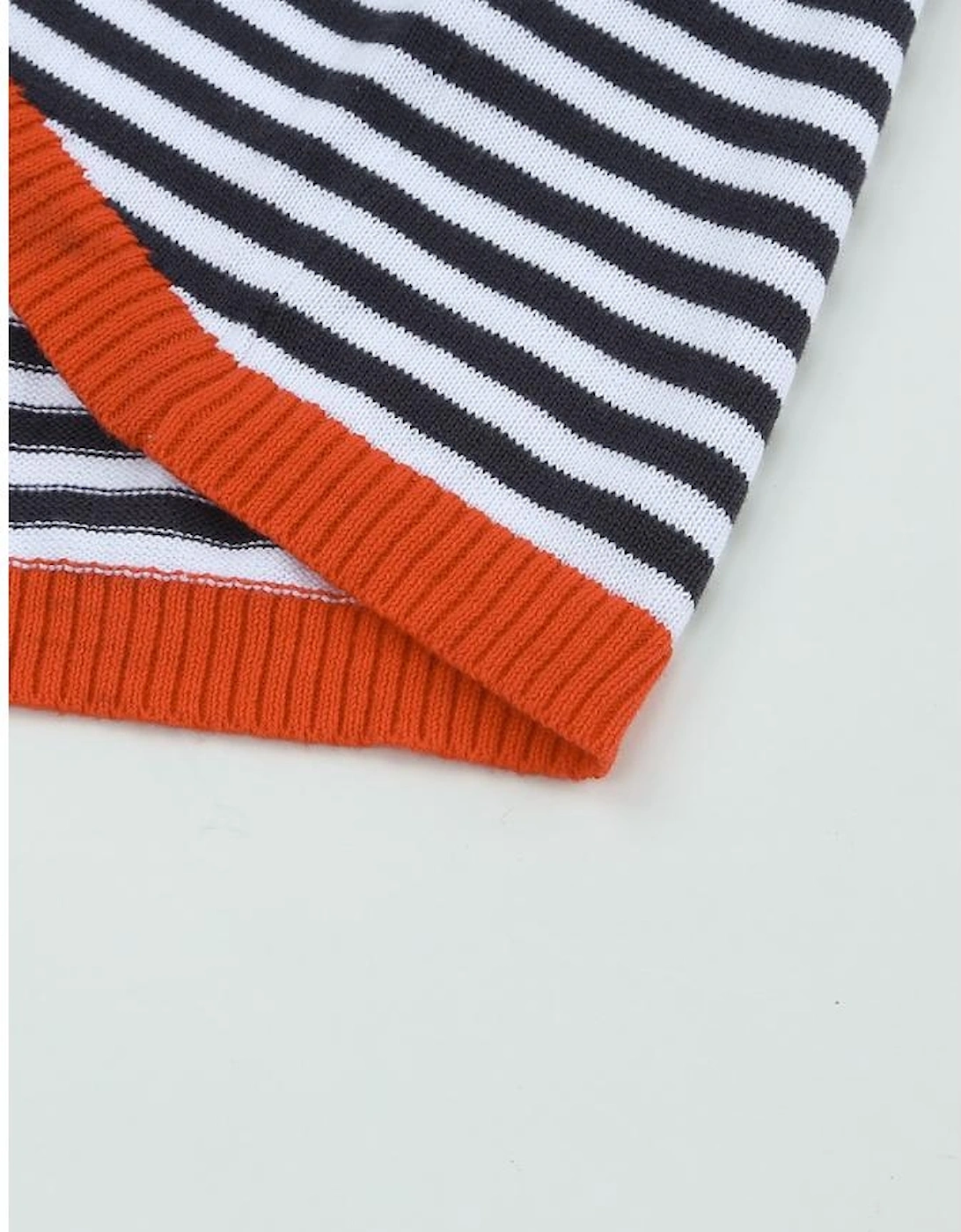 Contrast Trimmed Striped Drop Shoulder Sweater