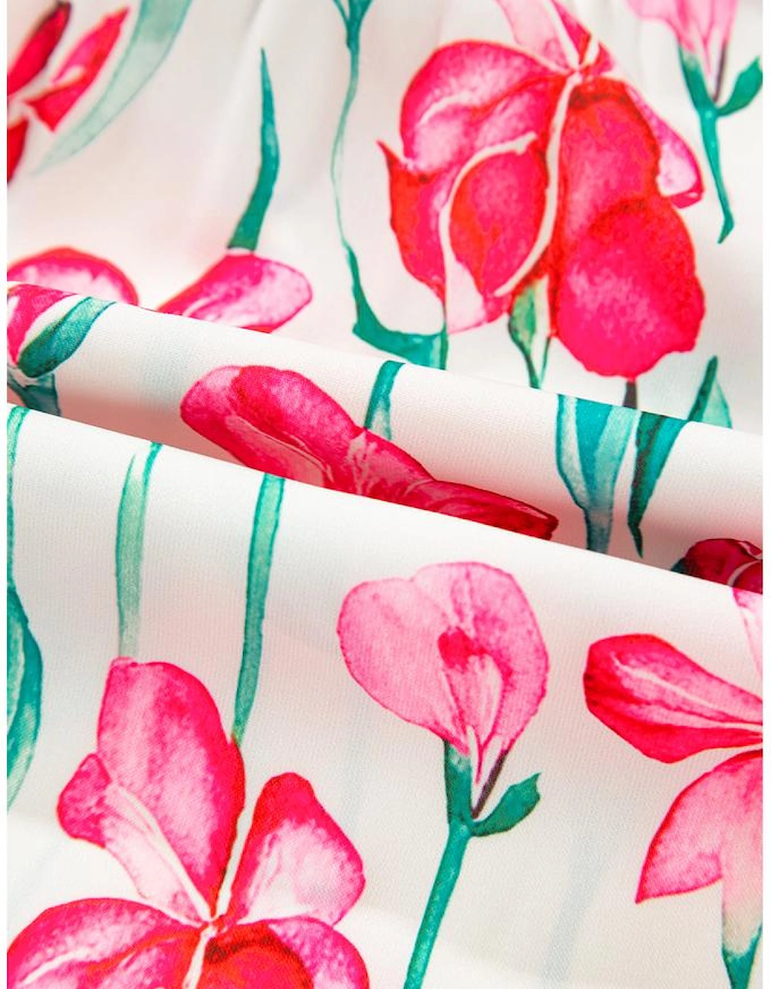 Pink Floral Print Striped Detail Split Neck Short Sleeve Blouse