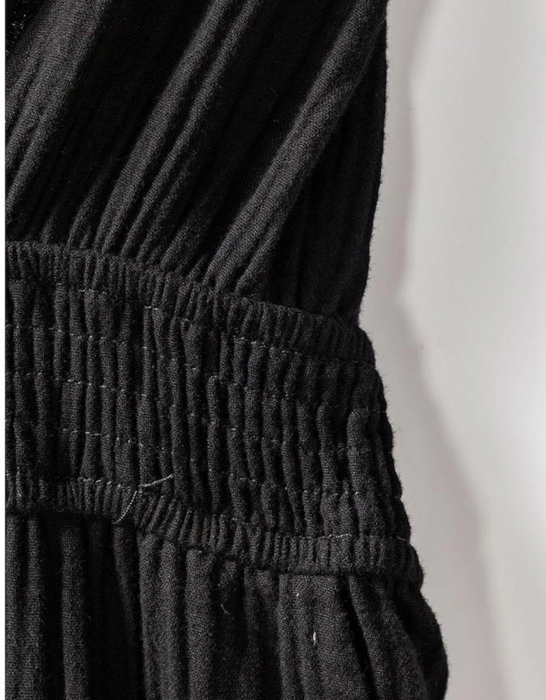 Azura Exchange V Neck Knotted Shoulder Backless Pocket Jumpsuit