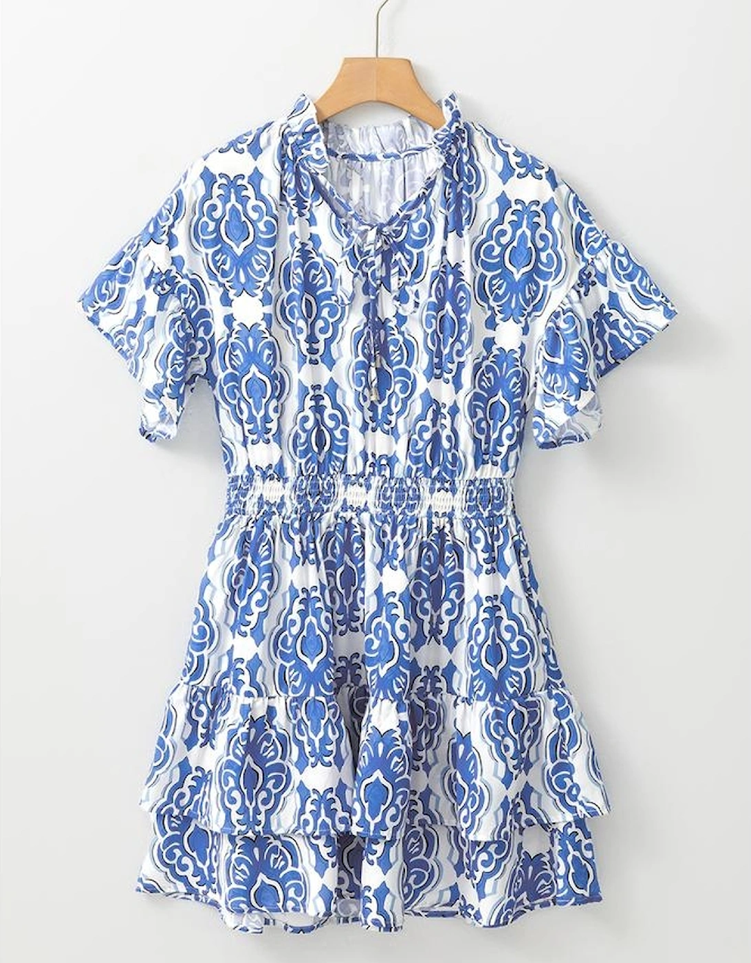 Ashleigh Blue Vintage Floral Print Wide Ruffled Sleeve Dress