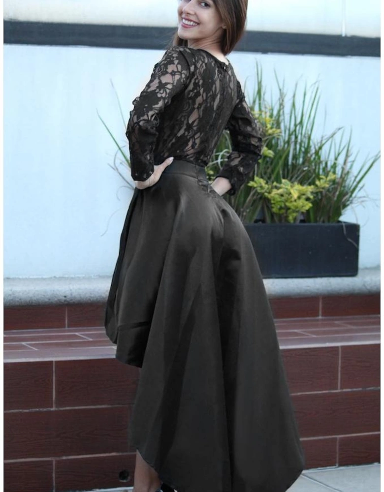 Azura Exchange Lace High Low Satin Prom Dress