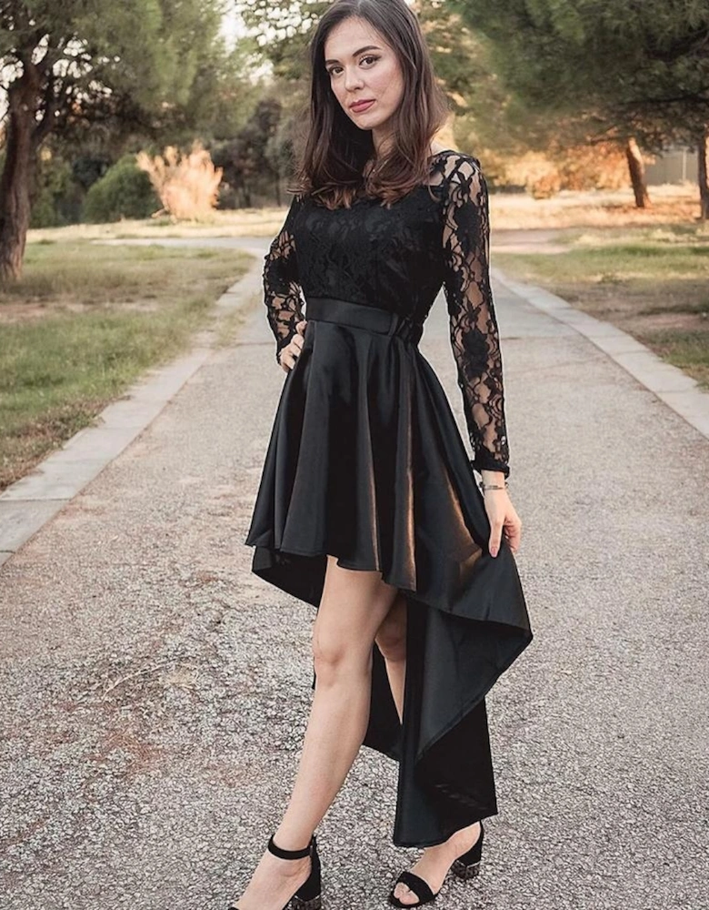 Azura Exchange Lace High Low Satin Prom Dress