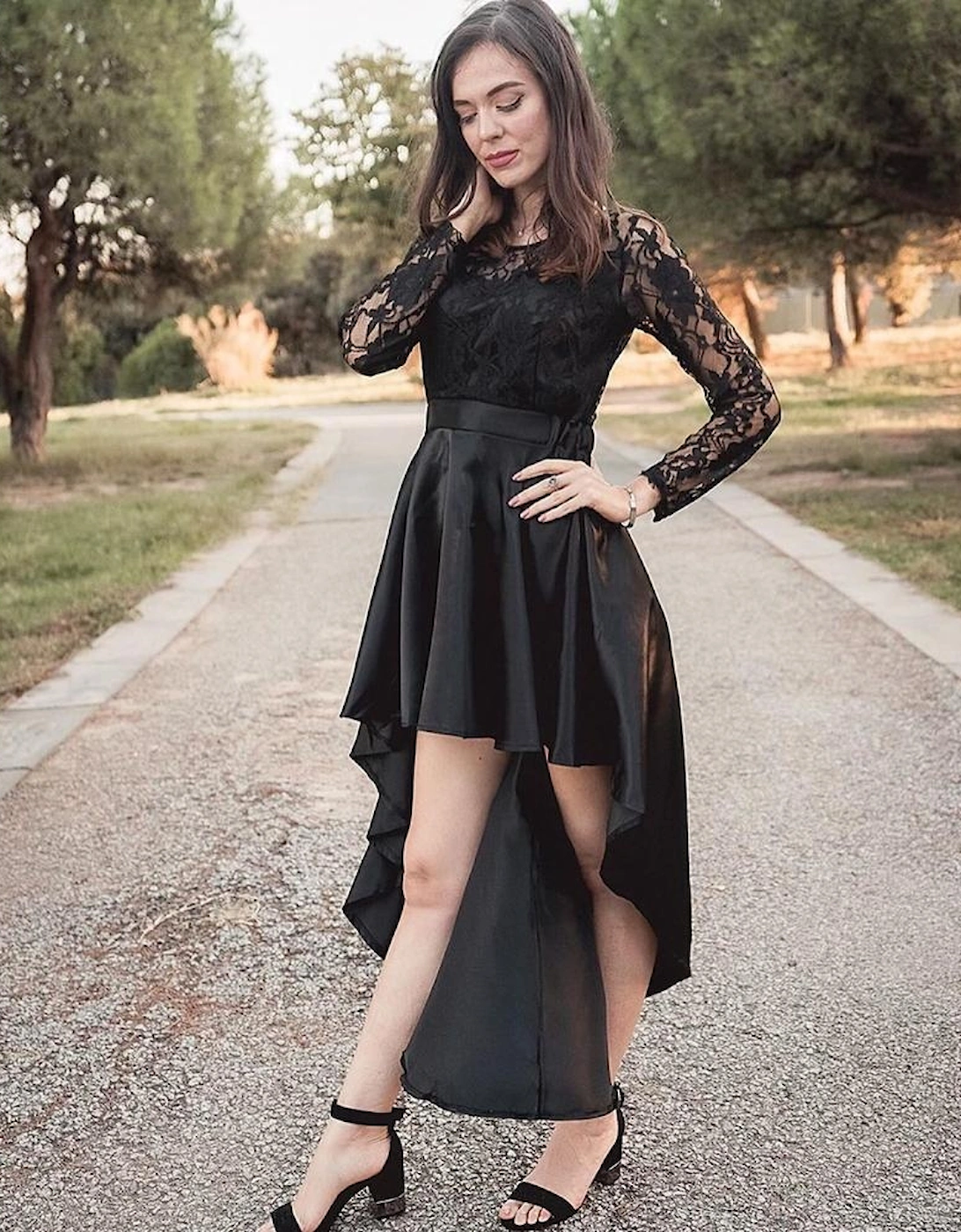 Azura Exchange Lace High Low Satin Prom Dress