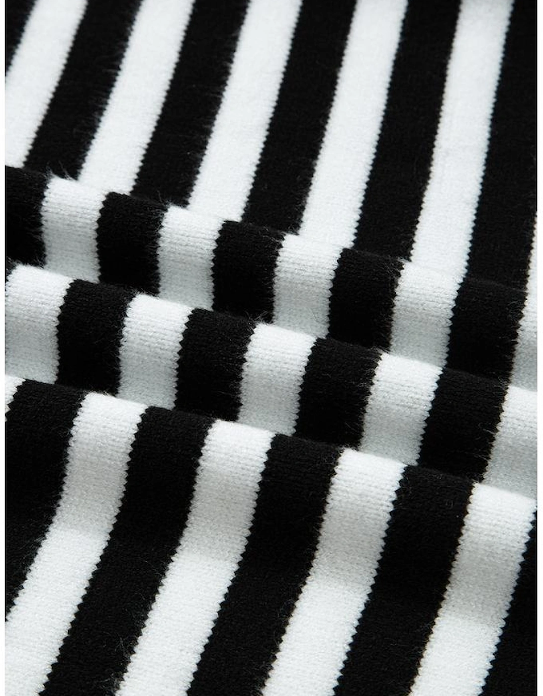 Color black Striped Panels Colorblock Sleeve Chic Sweater