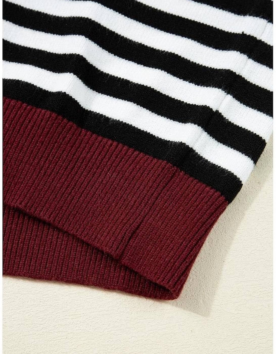 Color black Striped Panels Colorblock Sleeve Chic Sweater