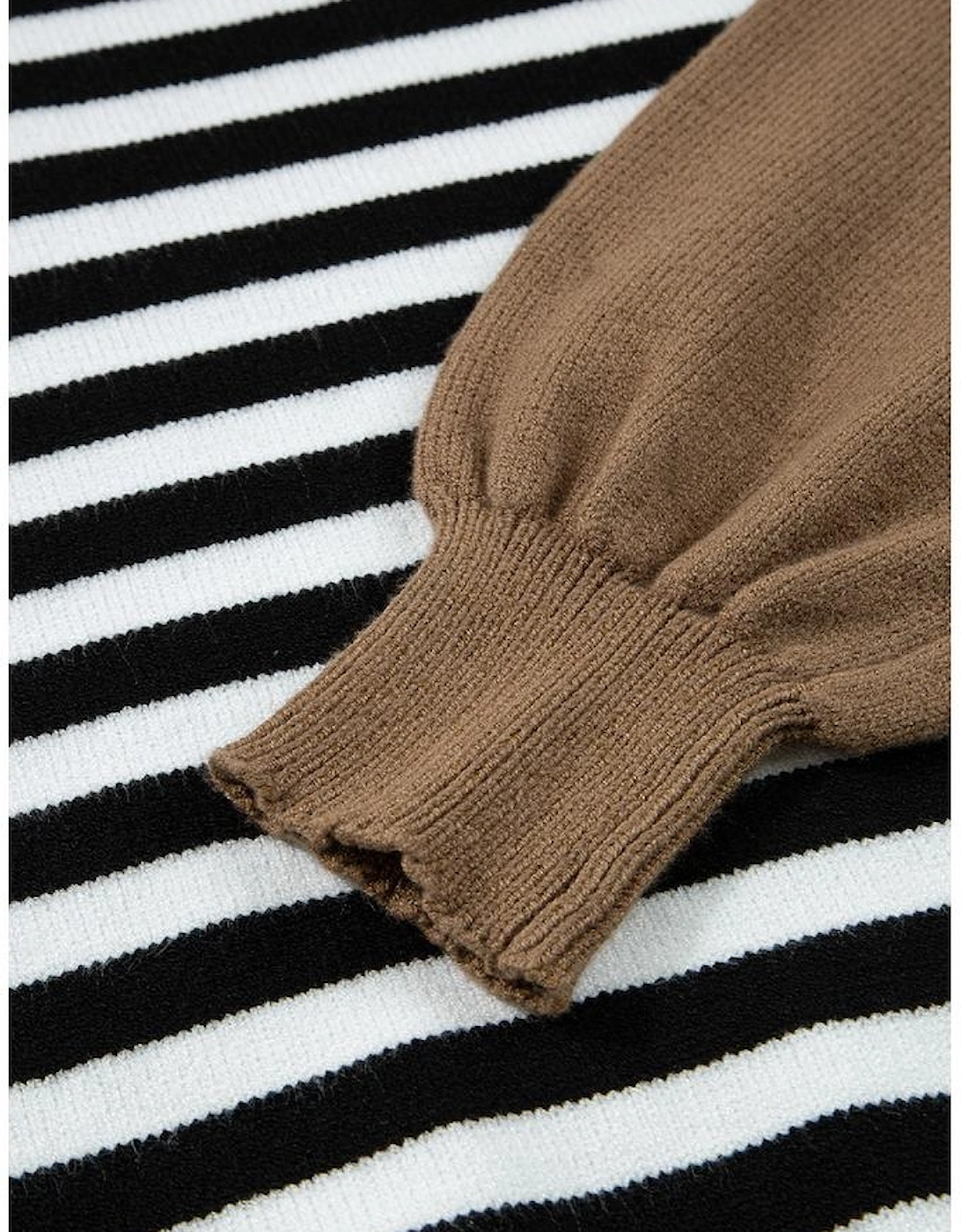 Color black Striped Panels Colorblock Sleeve Chic Sweater