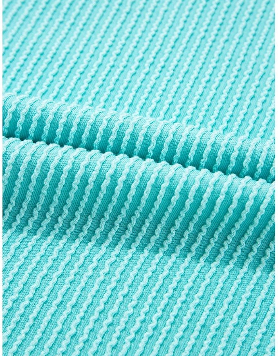 Turquoise Corded Colorblock Buttons Henley T Shirt