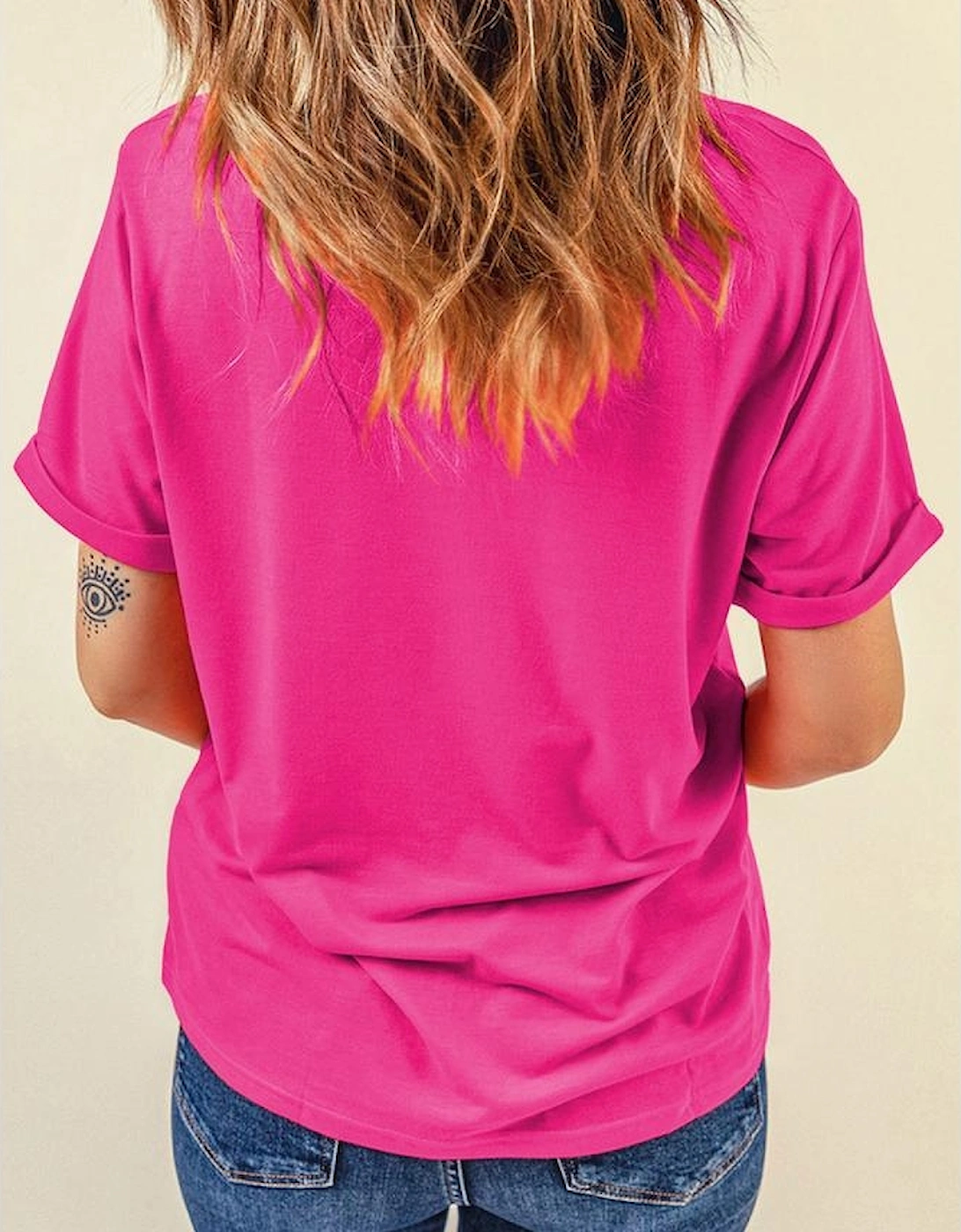 Rose Red Easter Eggs Patched Crew Neck Graphic Tee