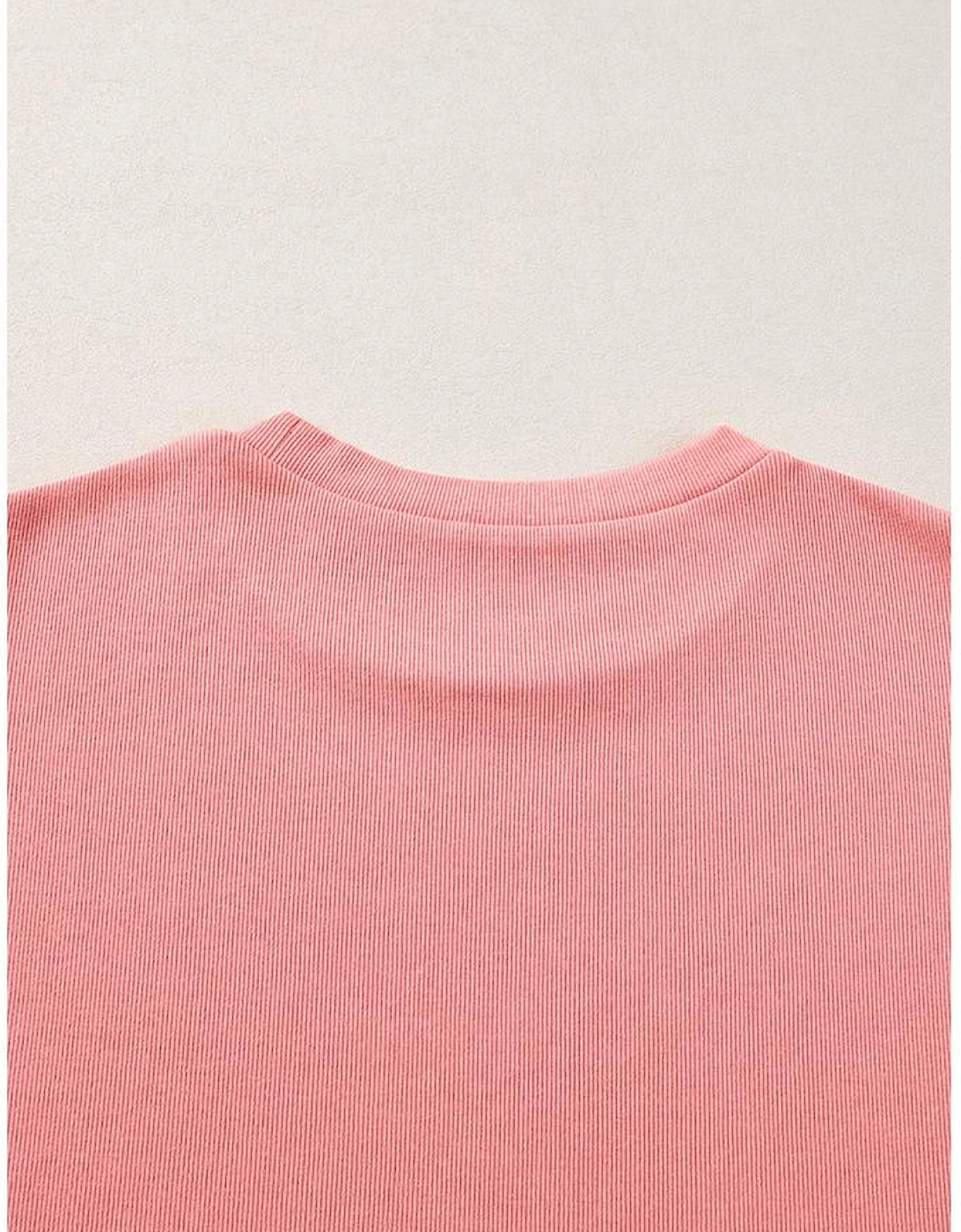 Peach Blossom Contrast Ricrac Floral Sleeve Top