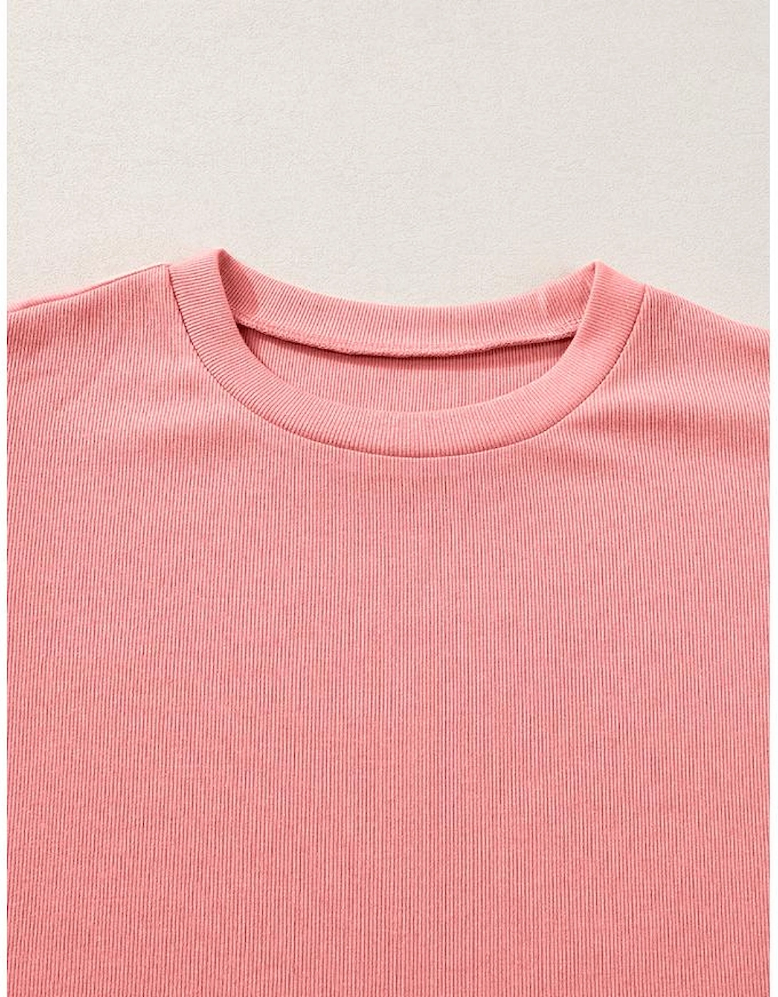 Peach Blossom Contrast Ricrac Floral Sleeve Top