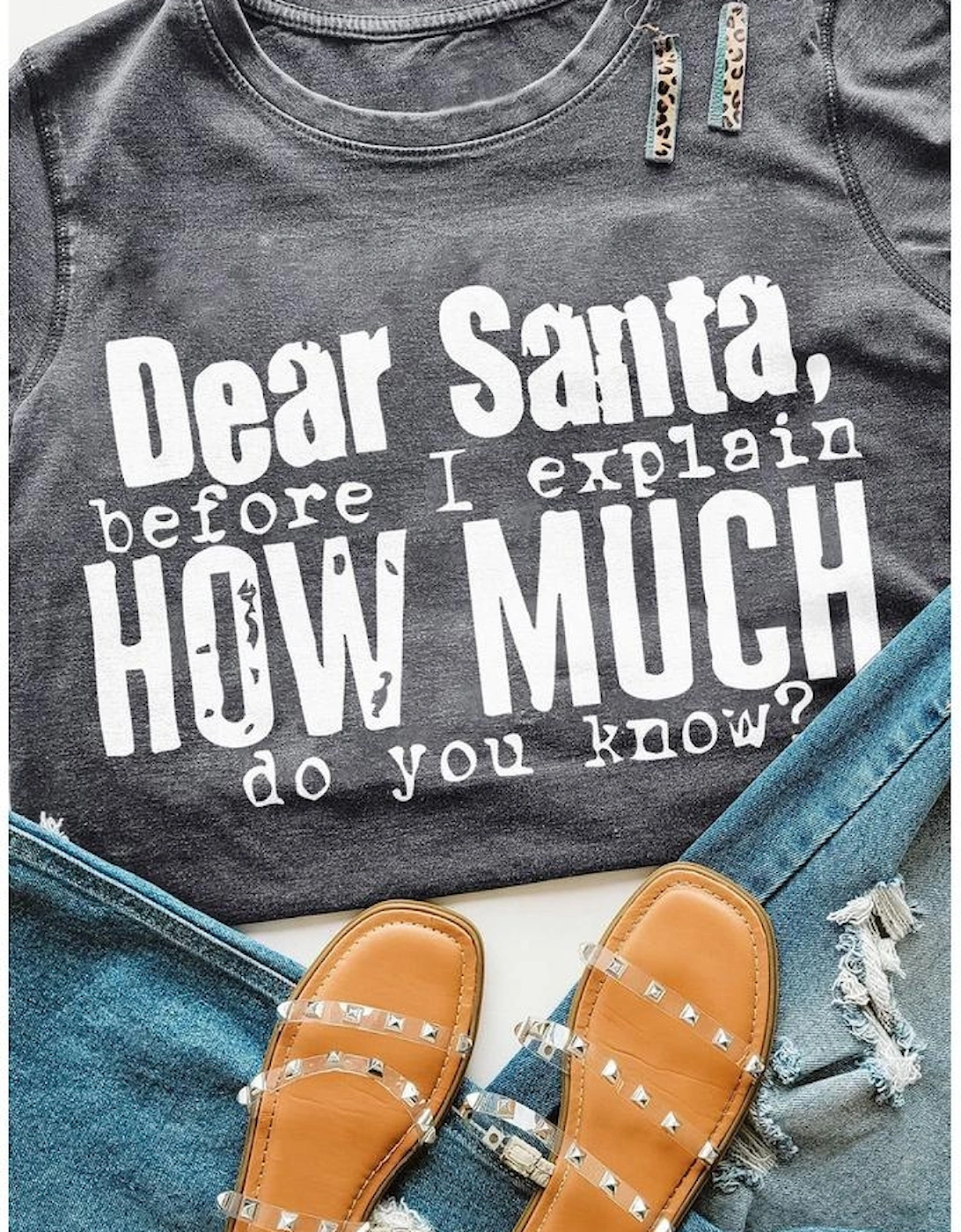 Gray Mineral Wash Christmas Funny Saying Graphic T Shirt, 7 of 6