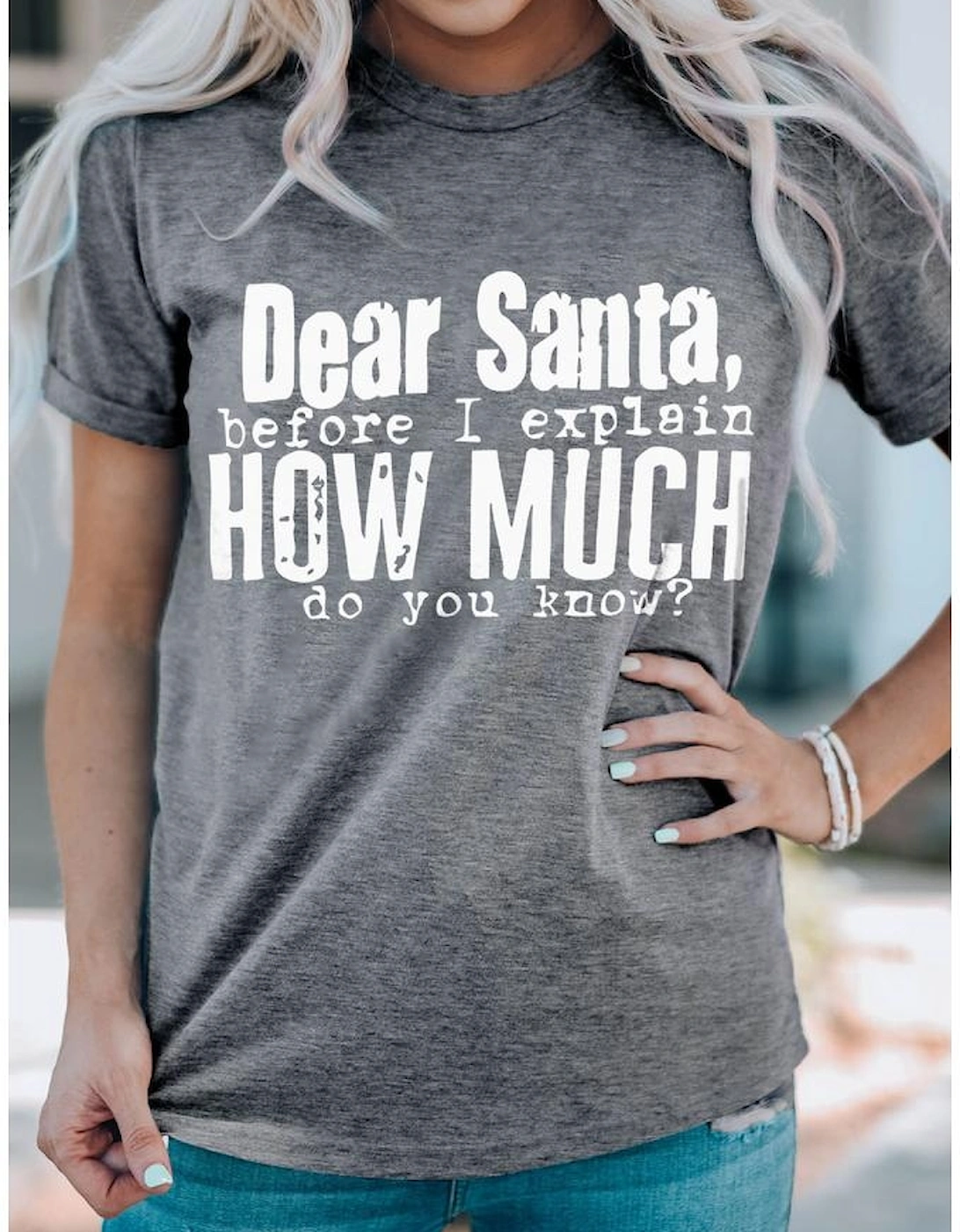 Gray Mineral Wash Christmas Funny Saying Graphic T Shirt