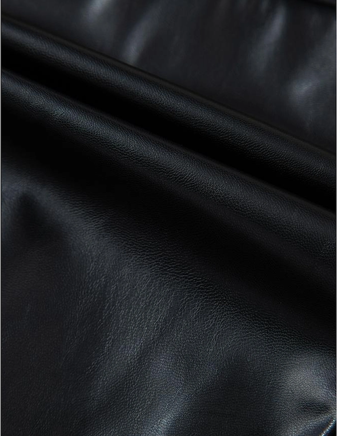 Black PU Leather Side Slits Slim Fit High Waist Mini Skirt