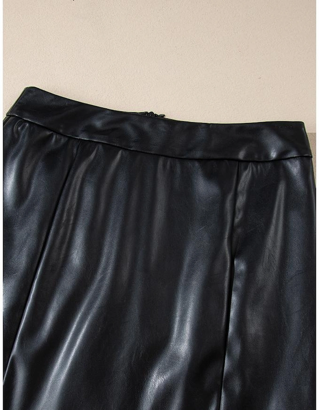 Black PU Leather Side Slits Slim Fit High Waist Mini Skirt
